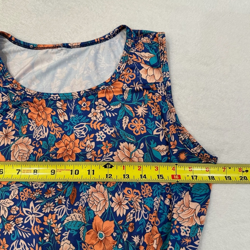 Boho Floral Sleeveless Maxi Dress - Blue and Orange - Picture 5 of 10